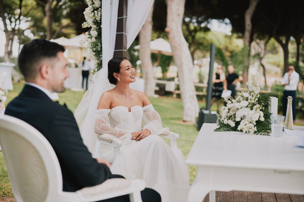 Bride and groom during their wedding ceremony
