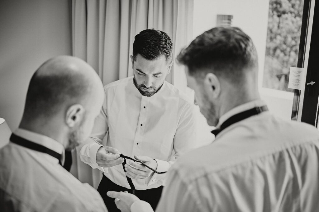 Groom getting ready